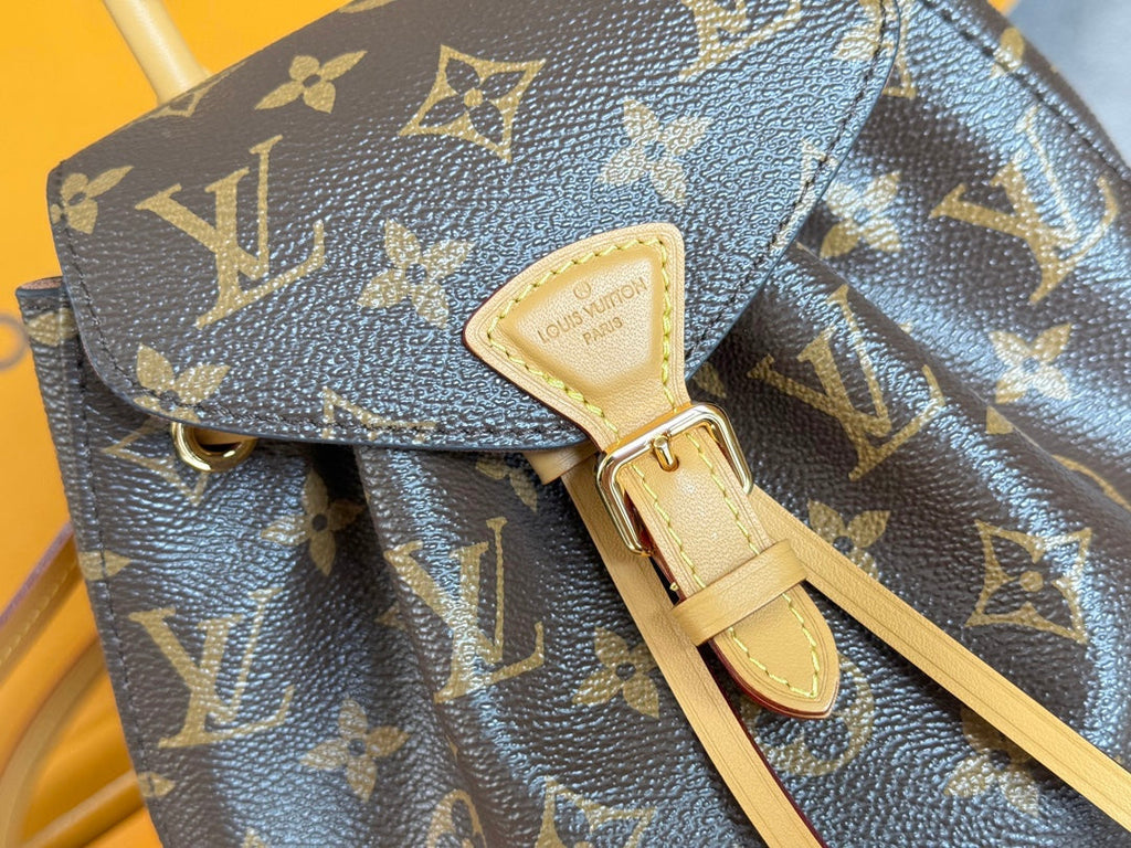 LOUIS VUITTON LV 25S MONTSOURIS MINI 20 IN BROWN MONOGRAM CANVAS LEATHER TRIM GOLD HARDWARE
