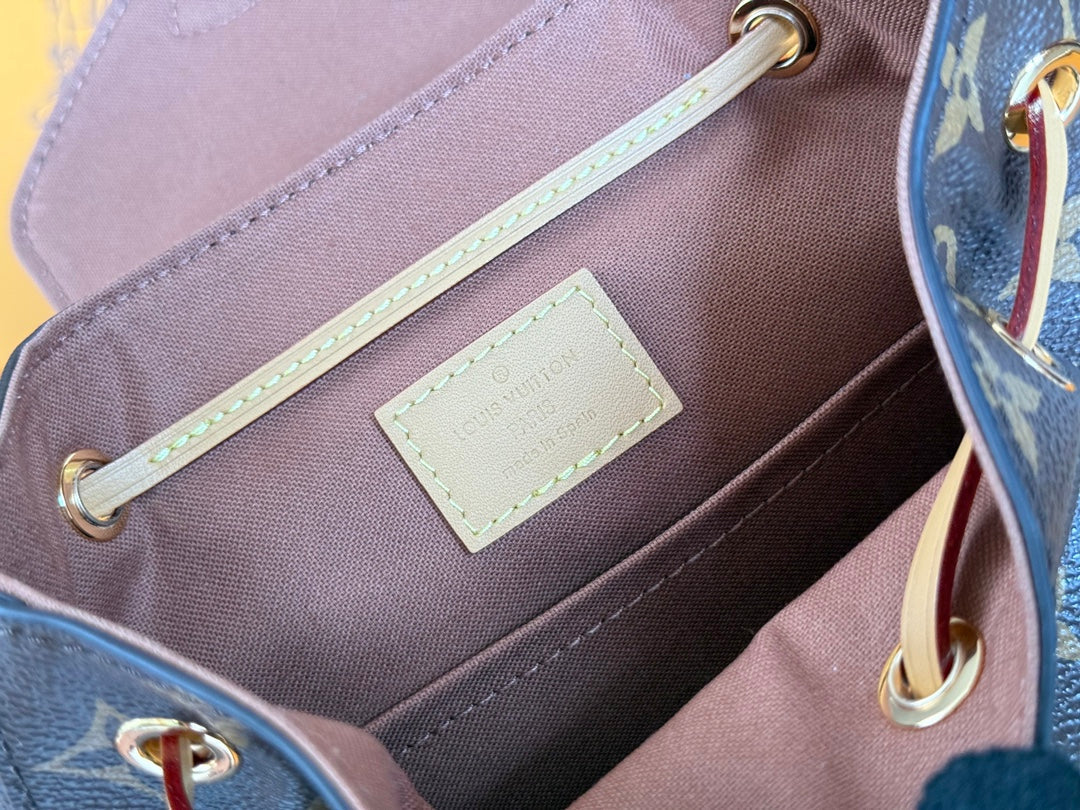 LOUIS VUITTON LV 25S MONTSOURIS MINI 20 IN BROWN MONOGRAM CANVAS LEATHER TRIM GOLD HARDWARE