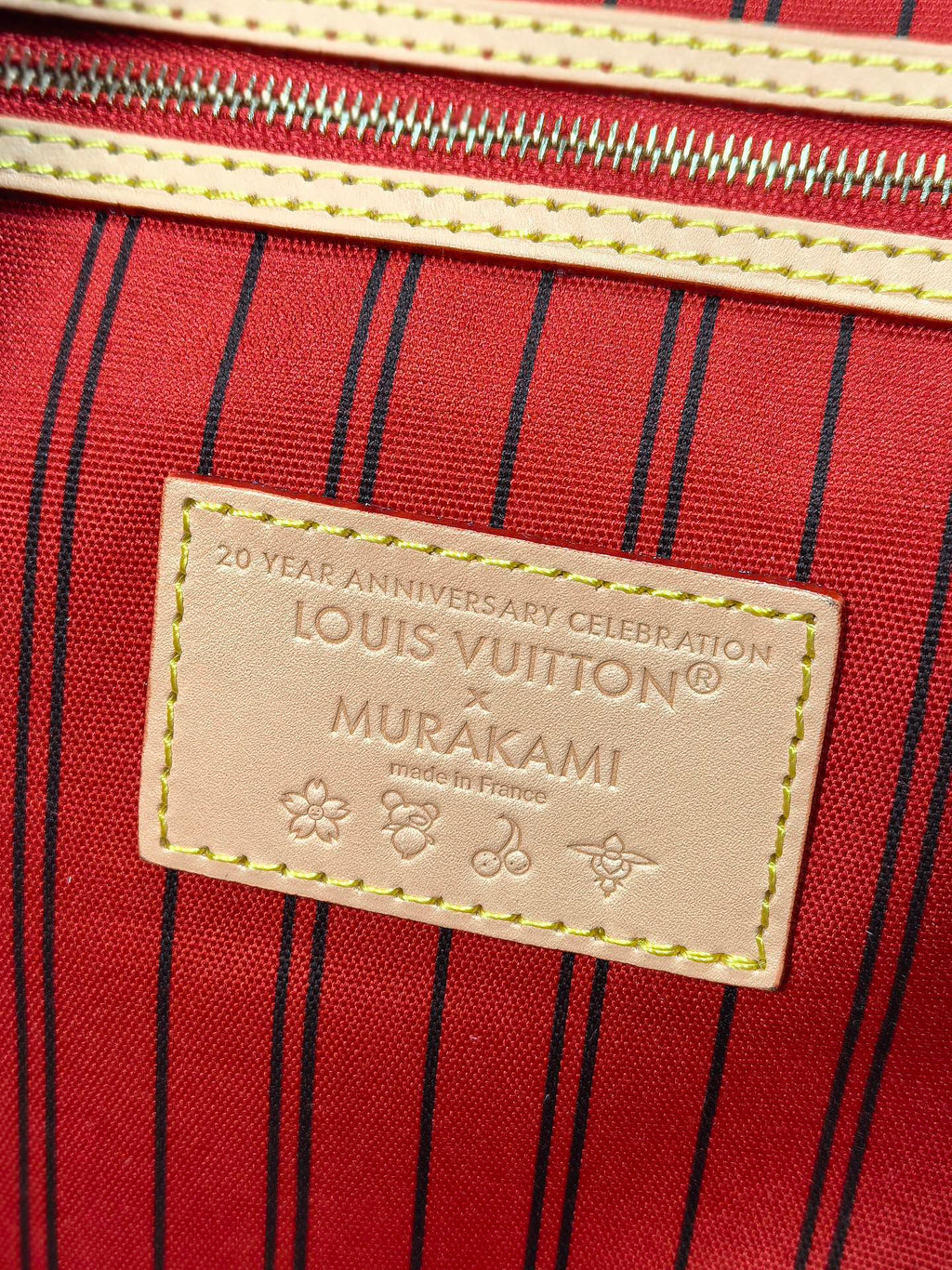 LOUIS VUITTON LV 25S NEVERFULL 31 IN DARK BROWN MONOGRAM CHERRY LEATHER TRIM GOLD HARDWARE