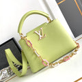 LOUIS VUITTON CAPUCINES BB 27 IN PEAR GREEN TAURILLON GOLD HARDWARE
