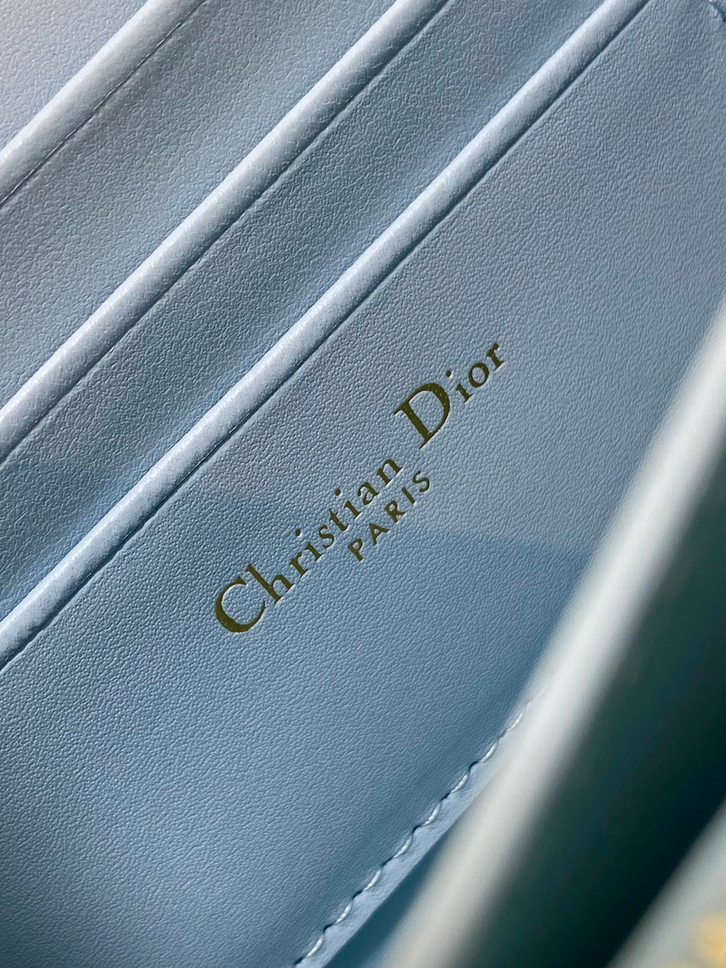 DIOR MISS CARO MINI BAG 17 IN BABY BLUE MACROCANNAGE LAMBSKIN