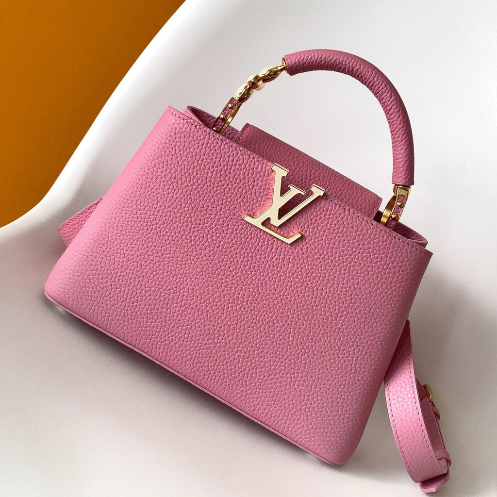LOUIS VUITTON CAPUCINES MINI 21 IN MARSHMALLOW PINK TAURILLON GOLD HARDWARE
