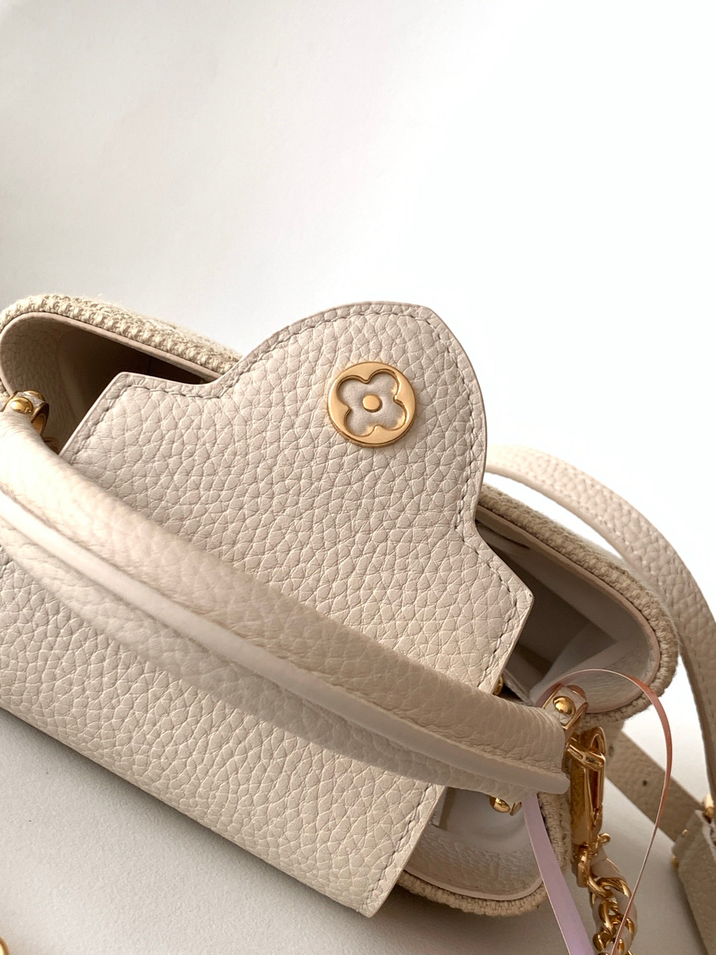 LOUIS VUITTON LV 25S CAPUCINES MINI BAG 21 IN VANILLA-COLORED EMBROIDERED CANVAS