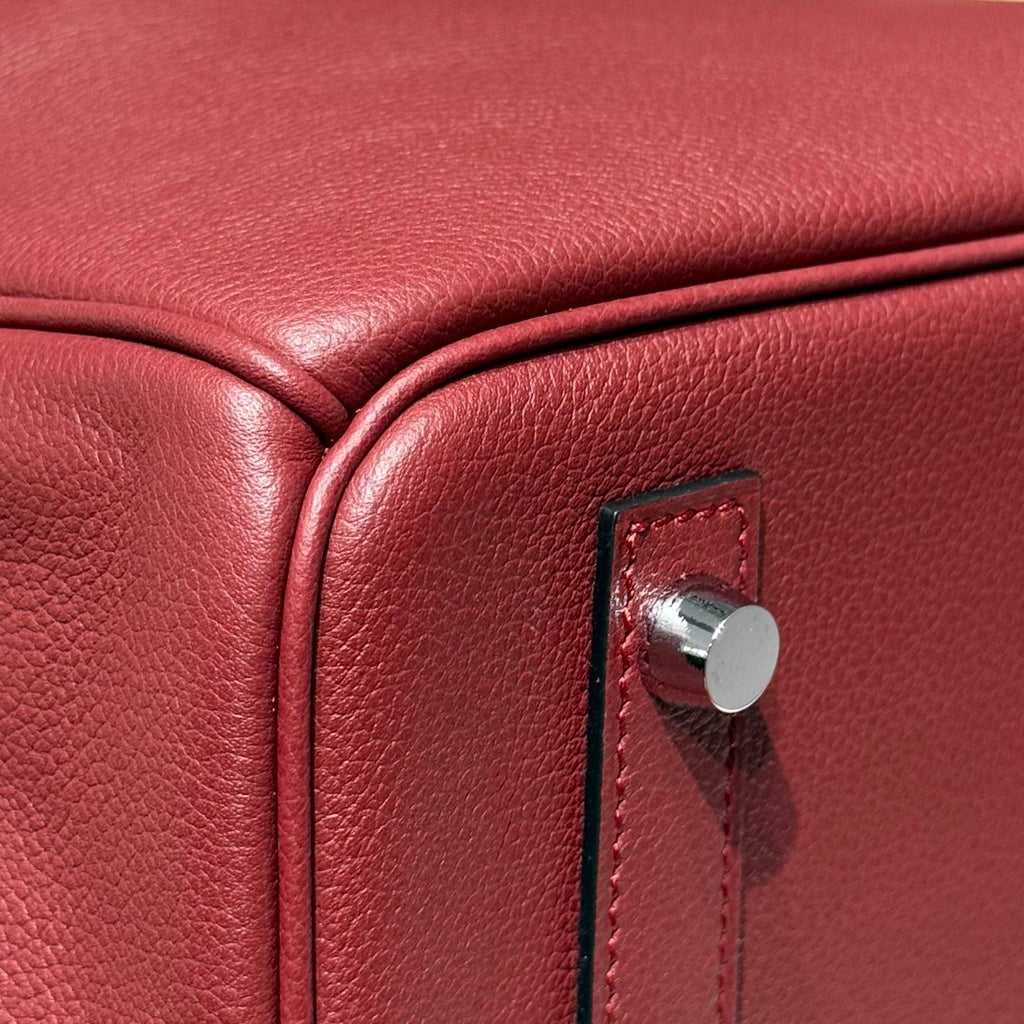 HERMES 25S SHOULDER BIRKIN 29 IN BURNT RED CALFSKIN SILVER HARDWARE