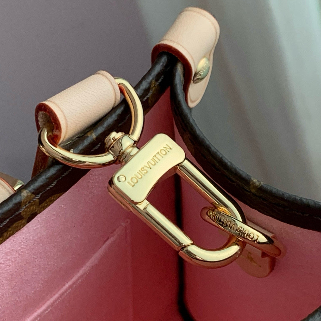 LOUIS VUITTON ONTHEGO PM CHERRY BLOSSOM IN SAKURA BROWN MONOGRAM COATED CANVAS