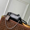 LOUIS VUITTON POCHETTE VIBE HANDBAG 25 IN BLACK LAMBSKIN BROWN COWHIDE AND COATED CANVAS TRIM