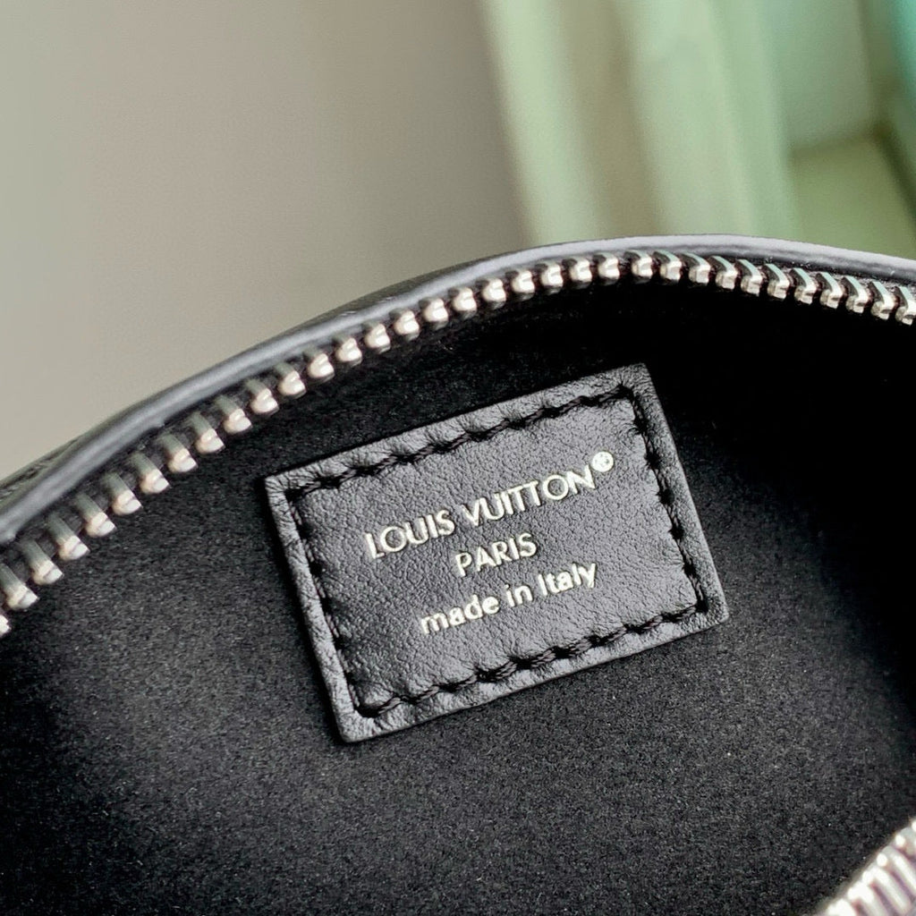 LOUIS VUITTON POCHETTE VIBE HANDBAG 25 IN BLACK LAMBSKIN BROWN COWHIDE AND COATED CANVAS TRIM