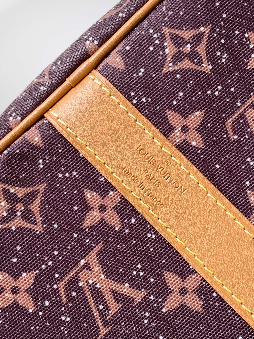 LOUIS VUITTON LV 25S KEEPALL 50 MONOGRAM CRYSTALS IN DARK PURPLE CANVAS AND CALFSKIN TRIM