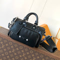 LOUIS VUITTON LV 25S KEEPALL CARGO BANDOULIÈRE 25 IN BLACK CALFSKIN SILVER HARDWARE