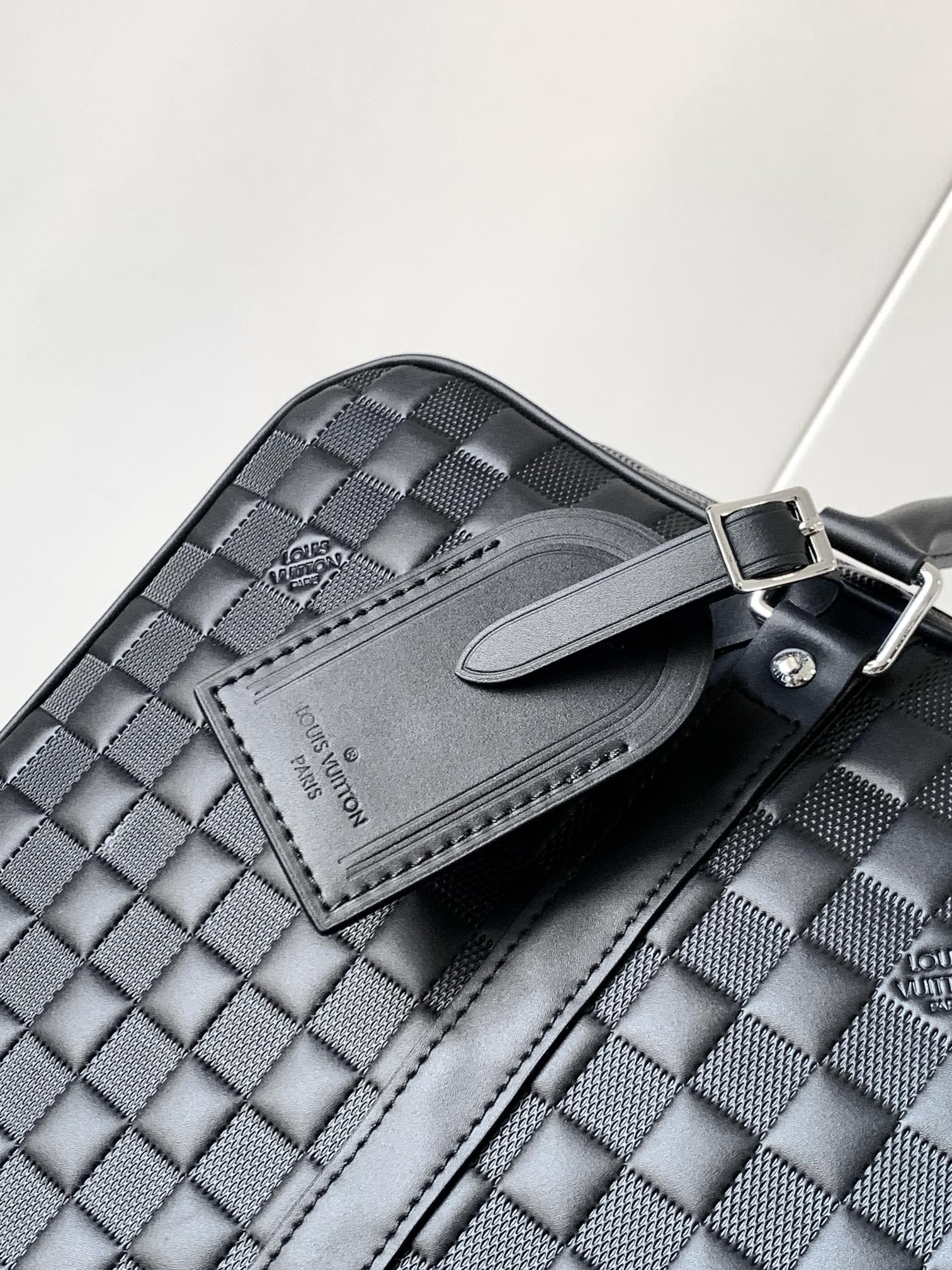 LOUIS VUITTON LV 25S PORTE- DOCUMENTS VOYAGE 41 IN BLACK EMBOSSED DAMIER INFINI CALFSKIN