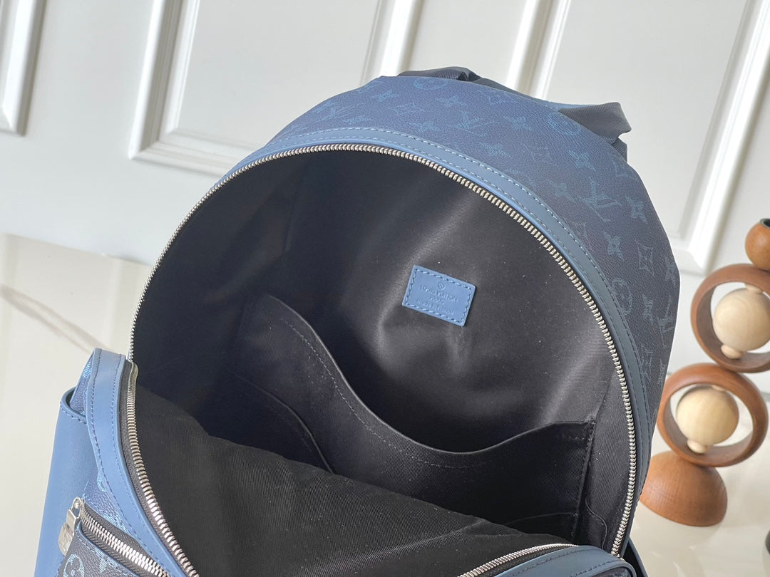 LOUIS VUITTON DISCOVERY BACKPACK PM 38 AEGEAN BLUE AND BLACK MONOGRAM GRADIENT CANVAS