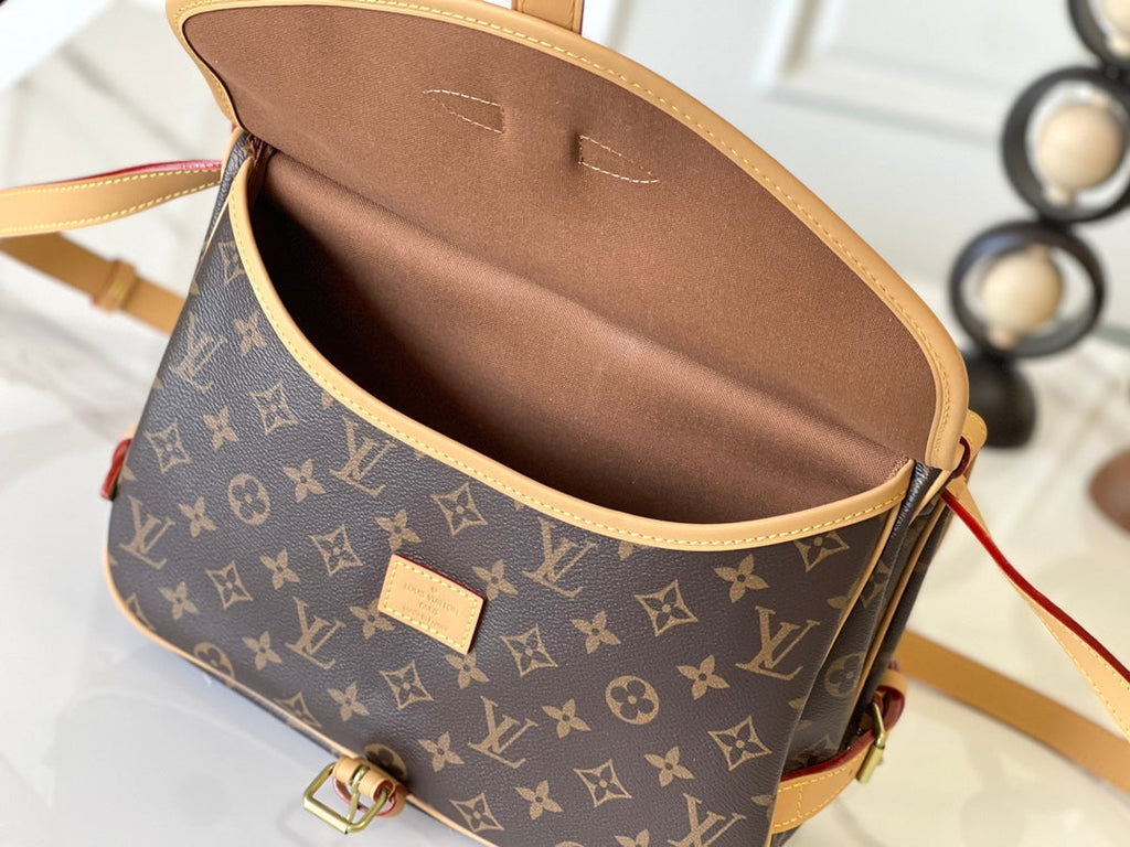 LOUIS VUITTON SAUMUR BB 35 IN BROWN MONOGRAM CANVAS AND LEATHER TRIM GOLD HARDWARE