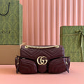 GUCCI MARMONT SMALL MULTI-POCKET BAG 25 IN CURRANT RED CALFSKIN GOLD HARDWARE