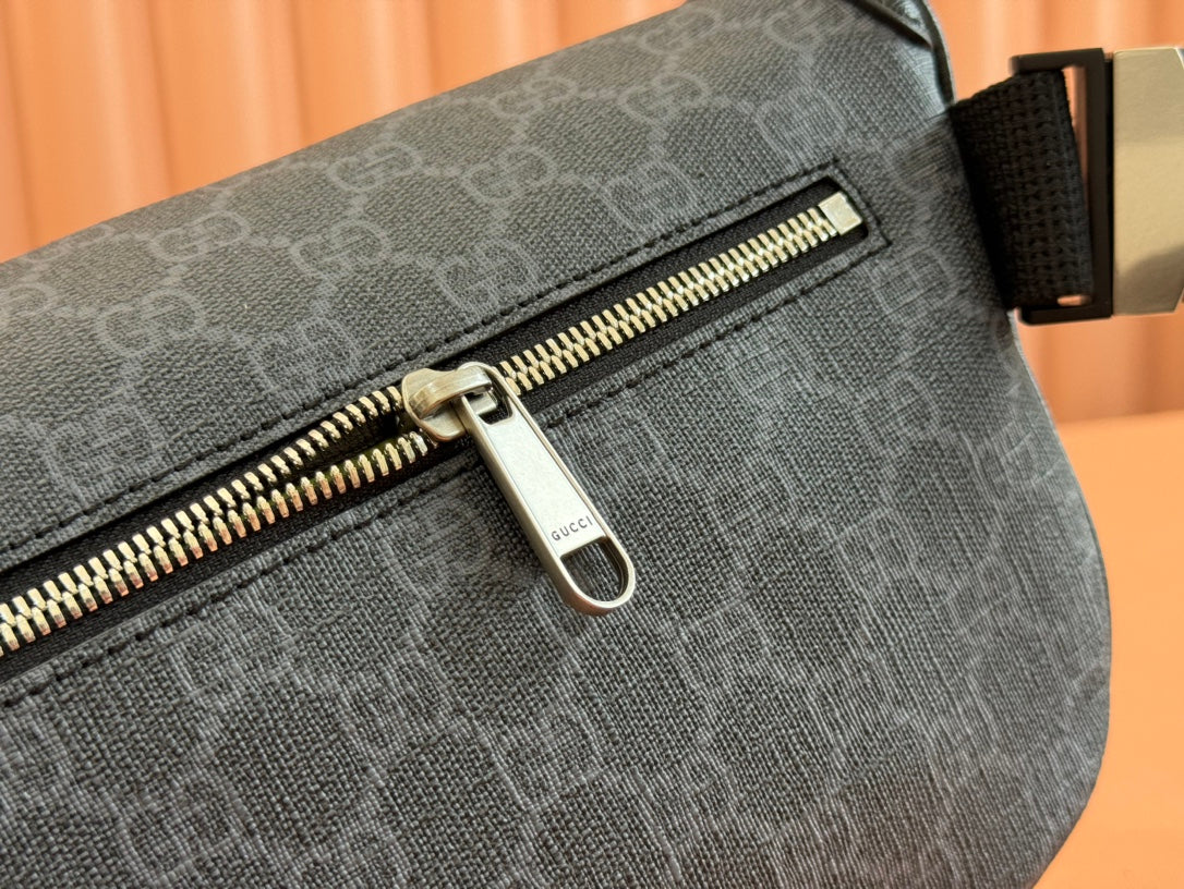 GUCCI OPHIDIA BELT BAG 28 IN DARK GREY  CALFSKIN