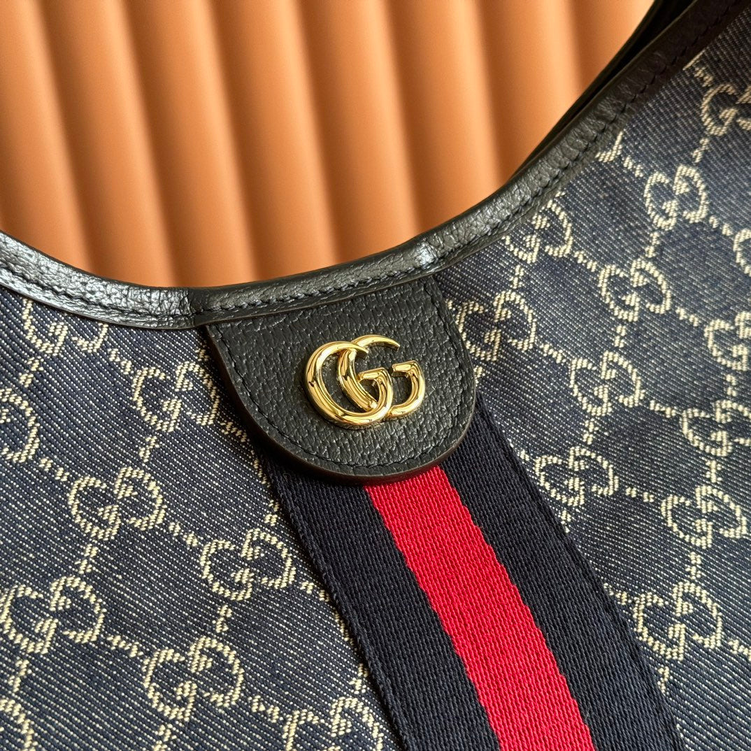 GUCCI GIGLIO LARGE TOTE BAG 60 IN BLUE AND WHITE  DENIM
