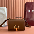 GUCCI 26S SIENA SHOULDER BAG 22 IN BROWN CALFSKIN