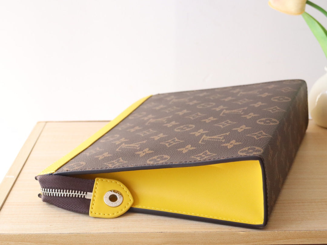 LOUIS VUITTON LV 25S POCHETTE VOYAGE 26 IN YELLOW MONOGRAM MACASSAR COATED CANVAS