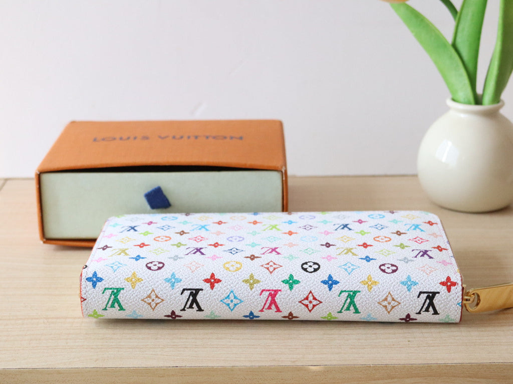 LOUIS VUITTON ZIPPY WALLET 19 IN WHITE MIX COLORFUL CALFSKIN