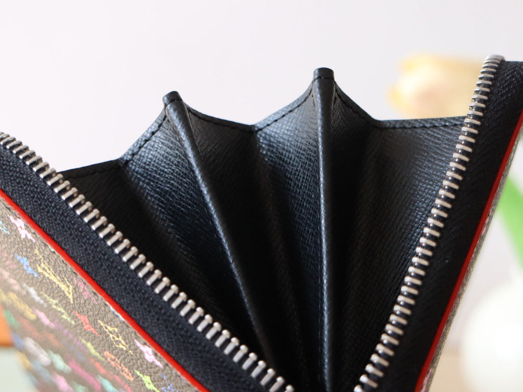 LOUIS VUITTON ZIPPY WALLET 19 IN BLACK MIX COLORFUL CALFSKIN