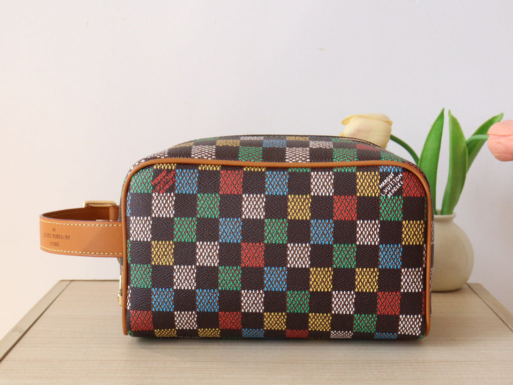 LOUIS VUITTON DOPP KIT LOCKER BAG 23 IN COLORFUL DAMIER CALFSKIN