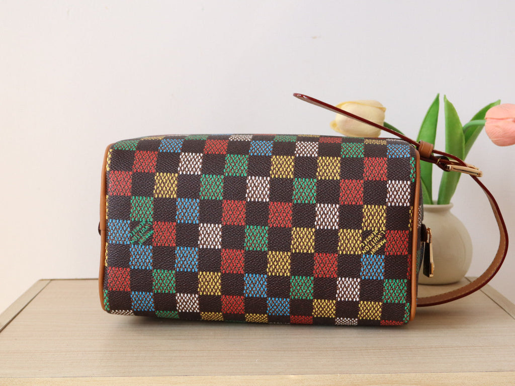LOUIS VUITTON DOPP KIT LOCKER BAG 23 IN COLORFUL DAMIER CALFSKIN
