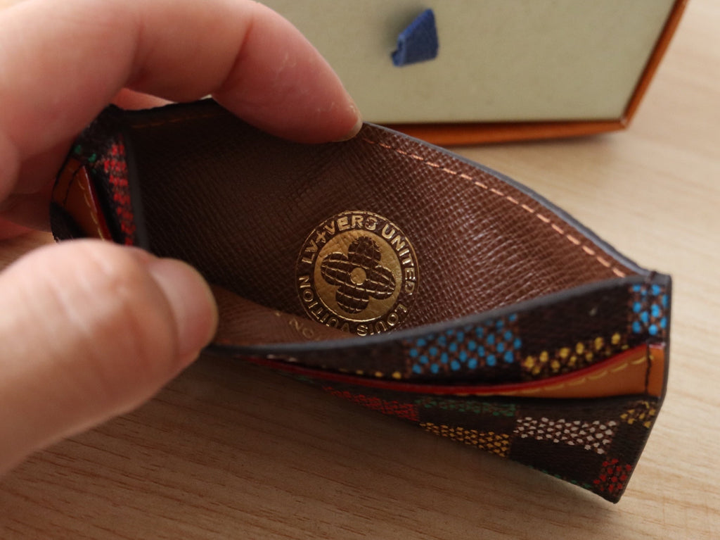 LOUIS VUITTON POCKET ORGANIZER CARD HOLDER 11 IN COLORFUL DAMIER EBENE CANVAS