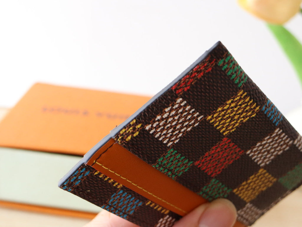 LOUIS VUITTON POCKET ORGANIZER CARD HOLDER 11 IN COLORFUL DAMIER EBENE CANVAS