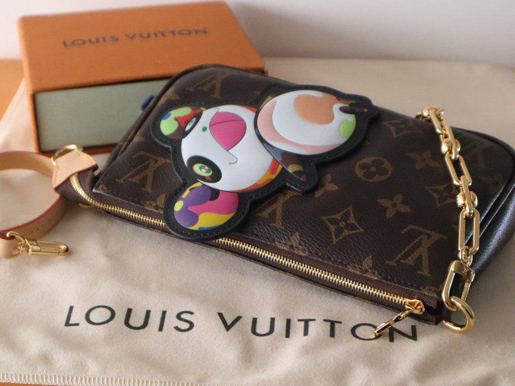 LOUIS VUITTON PANDA POCHETTE BAG 22 IN BROWN MONOGRAM COATED CANVAS