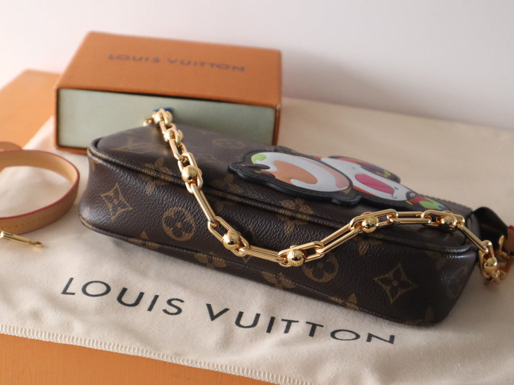 LOUIS VUITTON PANDA POCHETTE BAG 22 IN BROWN MONOGRAM COATED CANVAS