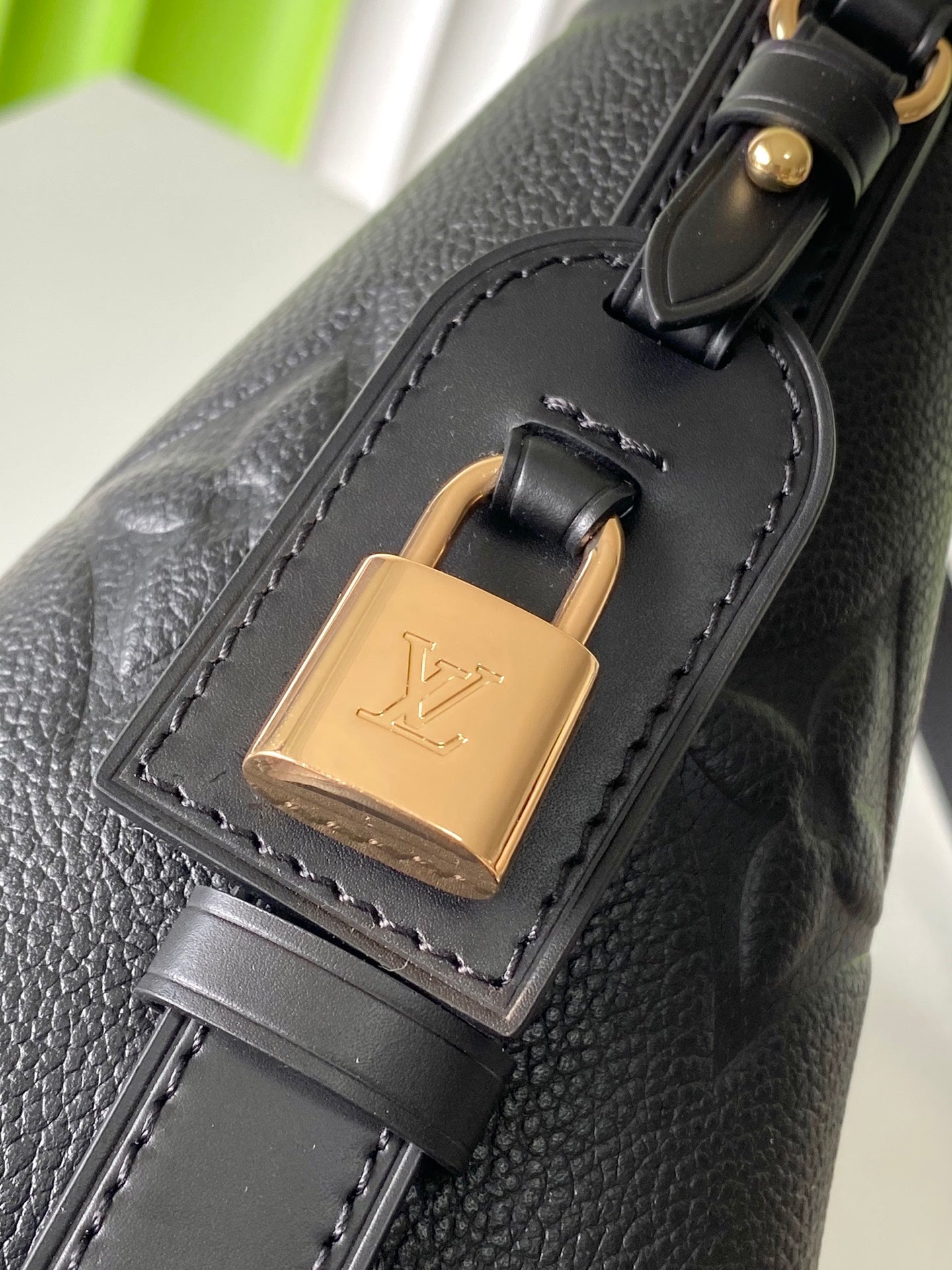LOUIS VUITTON ALL IN BB 18 IN BLACK EMBOSSED COWHIDE GOLD LOCK