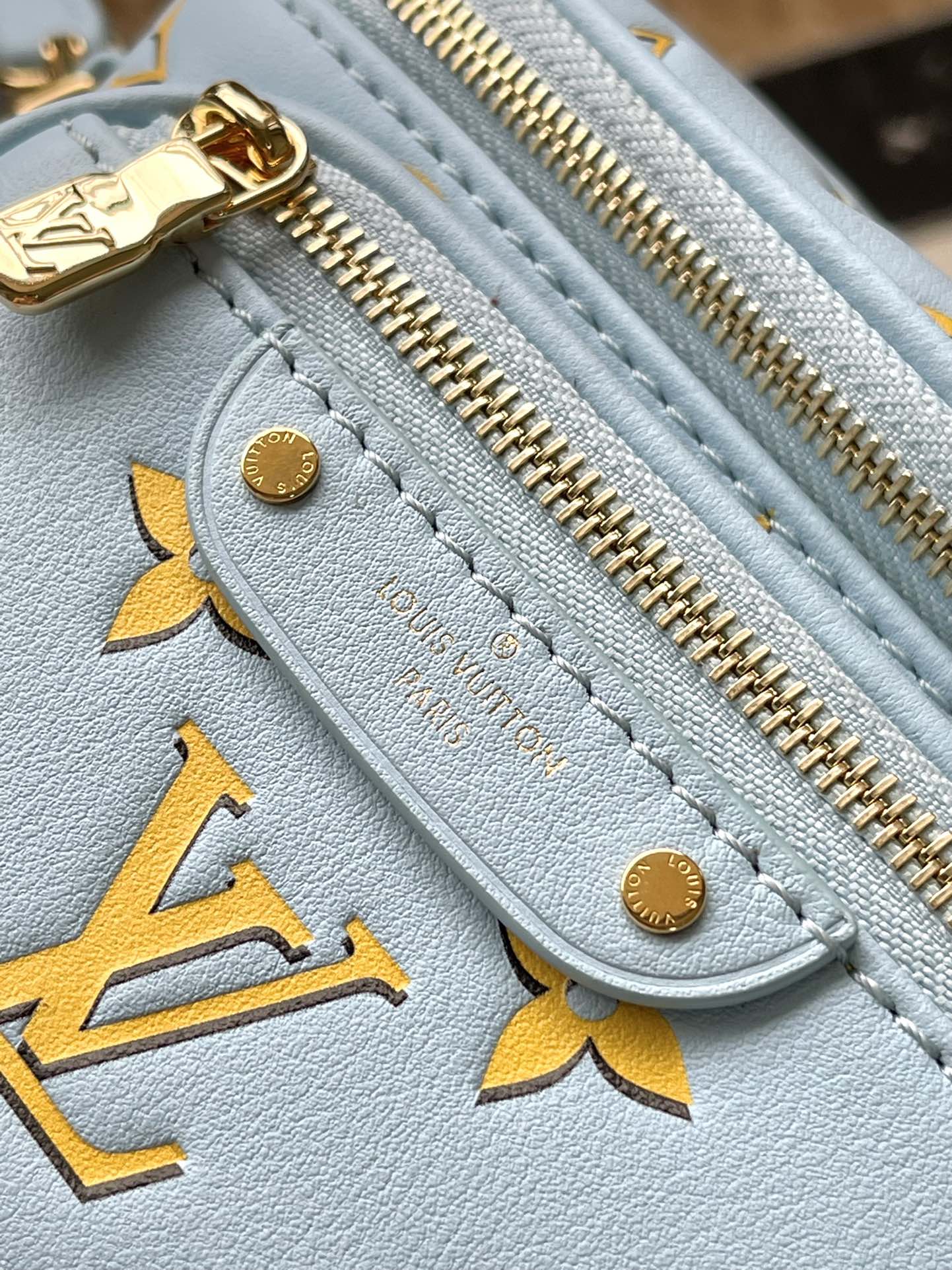 LOUIS VUITTON MINI BUMBAG 17 IN SKY YELLOW MONOGRAM CALFSKIN GOLD HARDWARE