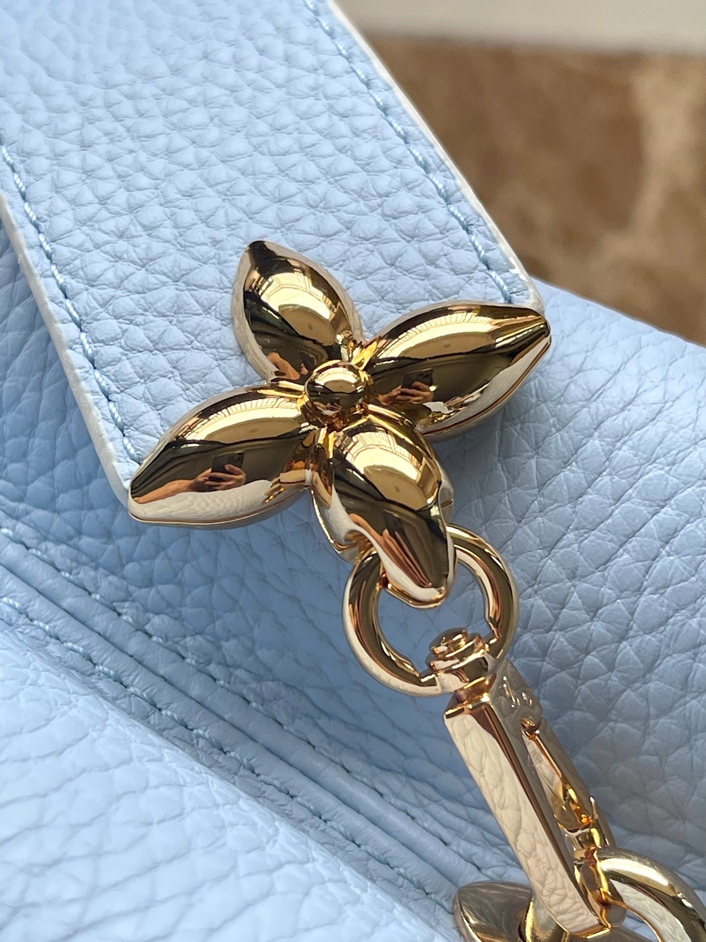 LOUIS VUITTON CAPUCINES BB 26 IN CANDY BLUE TAURILLON GOLD HARDWARE