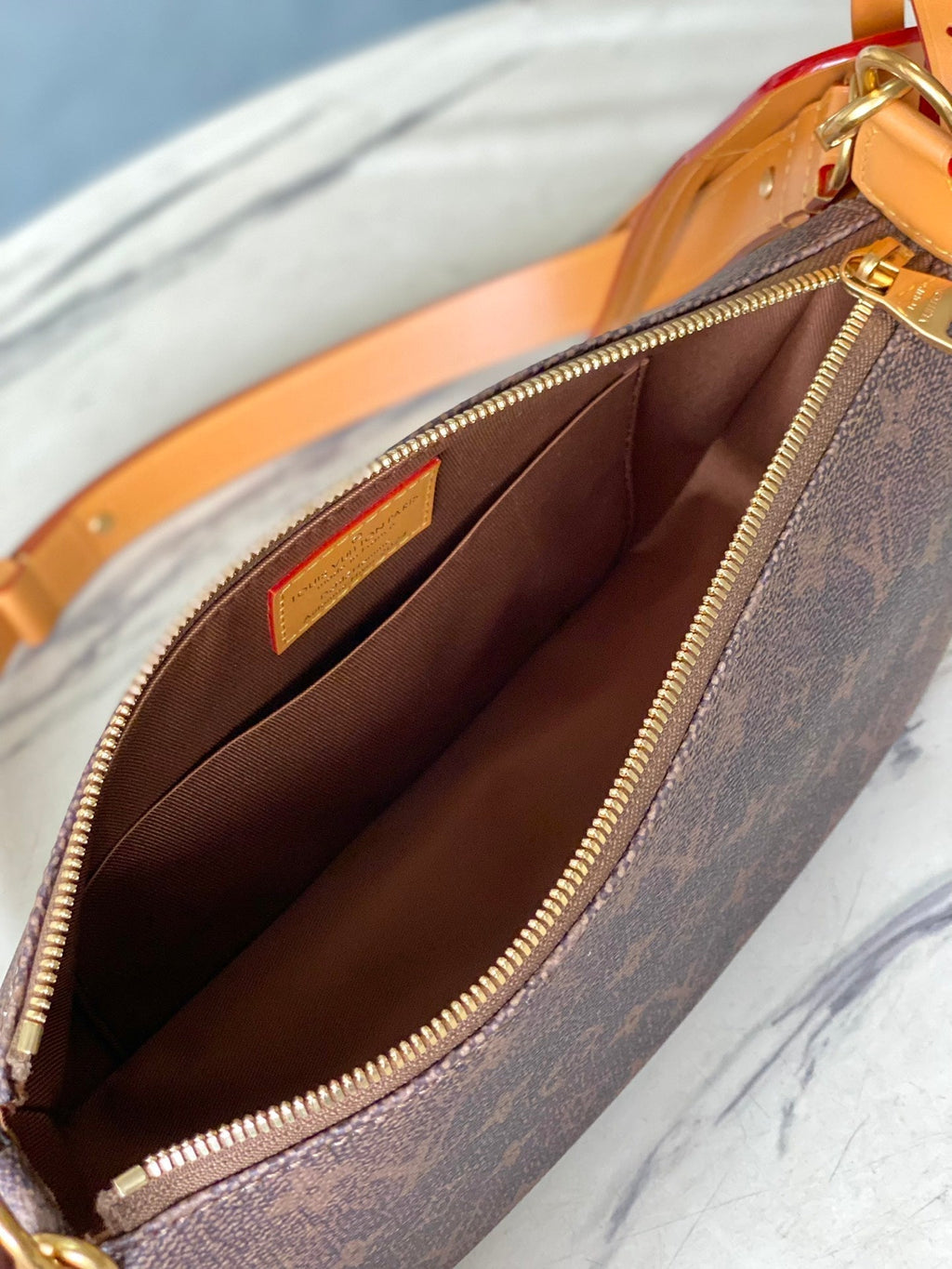 LOUIS VUITTON POCHETTE ACCESSOIRE XL 28 IN BROWN MONOGRAM DUST CANVAS