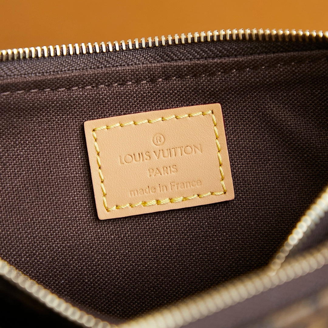LOUIS VUITTON LIV POCHETTE 24 IN BROWN MONOGRAM CANVAS GOLD HARDWARE