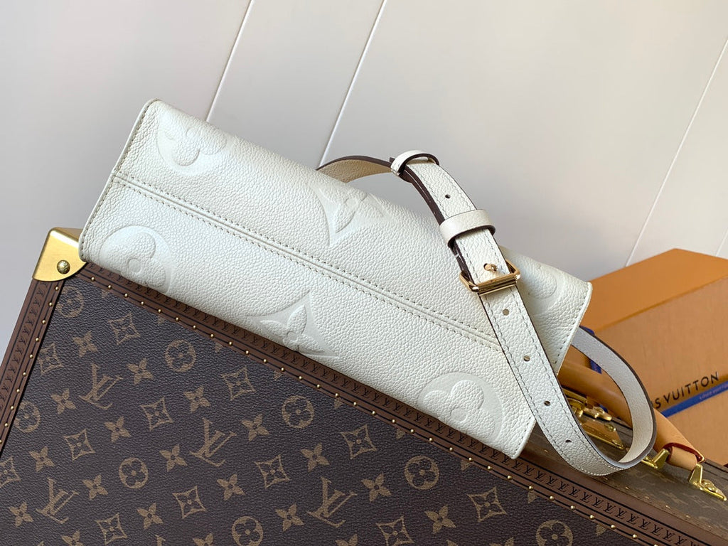 LOUIS VUITTON LV 25S ONTHEGO EAST WEST BAG 25 IN CREAM CALFSKIN MONOGRAM EMPREINTE