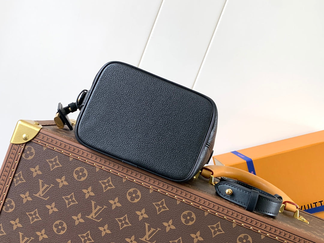 LOUIS VUITTON ALL IN BB BAG 18 IN BLACK EMBOSSED COWHIDE