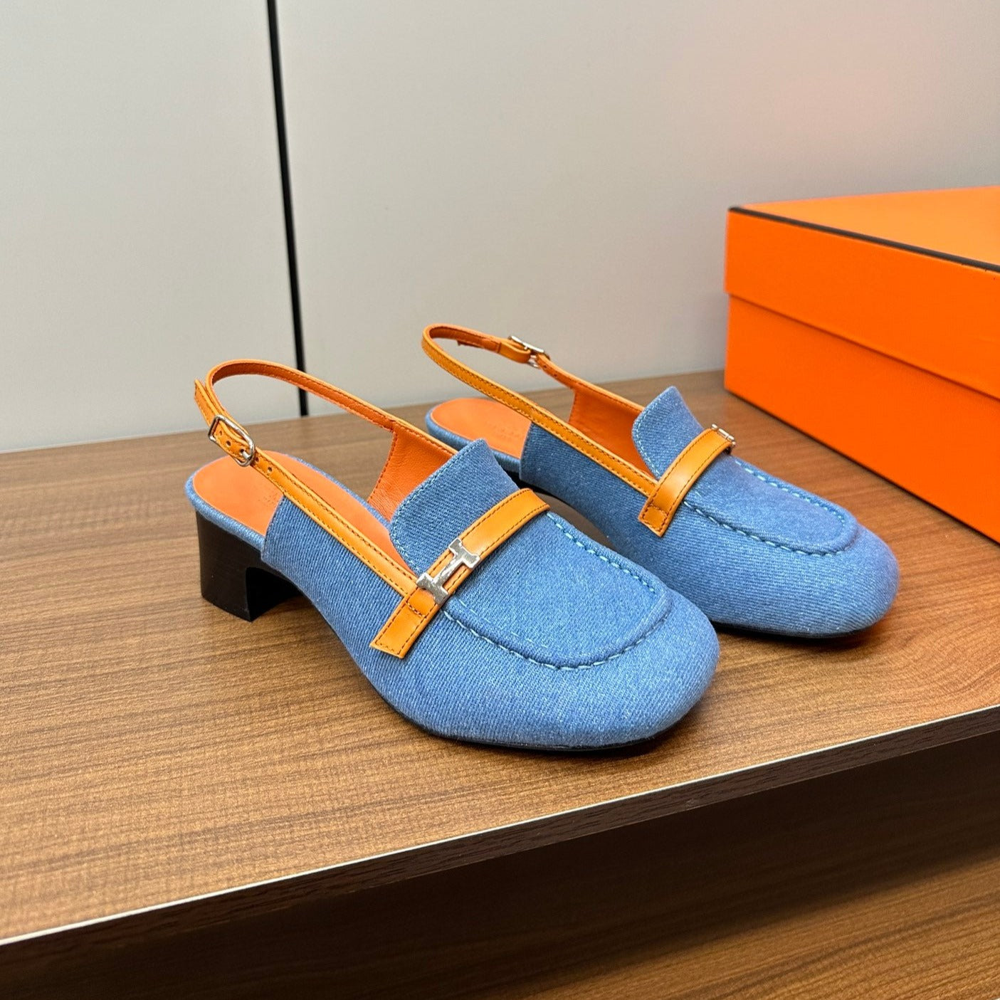 HERMES Infinie 50 pump azure blue
