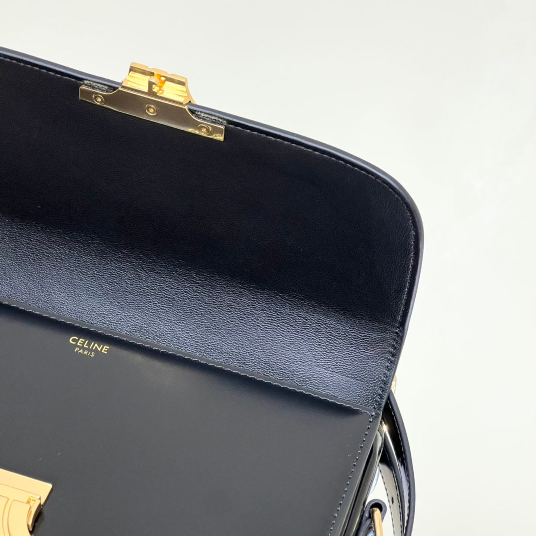 CELINE MINI CLAUDE 22 SHINY CALFSKIN BLACK