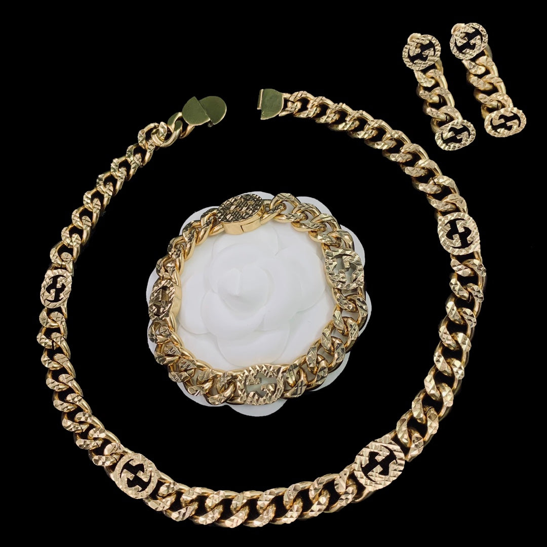 18K Double Gucci Chain Earrings